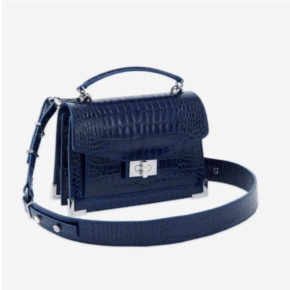 The Kooples Emily Croc Embossed Leather Bag - Picture 2 of 8